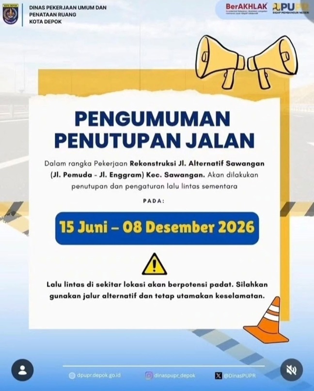 Proyek Pembangunan Jalan Enggram Dimulai Rabu Esok, Akses Ditutup Sampai Akhir Tahun